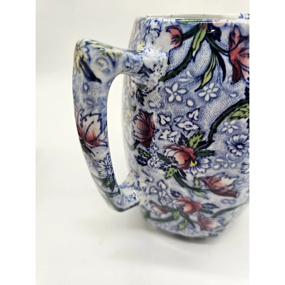 Ringtons Tea Merchants Maling Ware Blue Chinz Hot Water Coffee Pitcher‎ W/ Lid